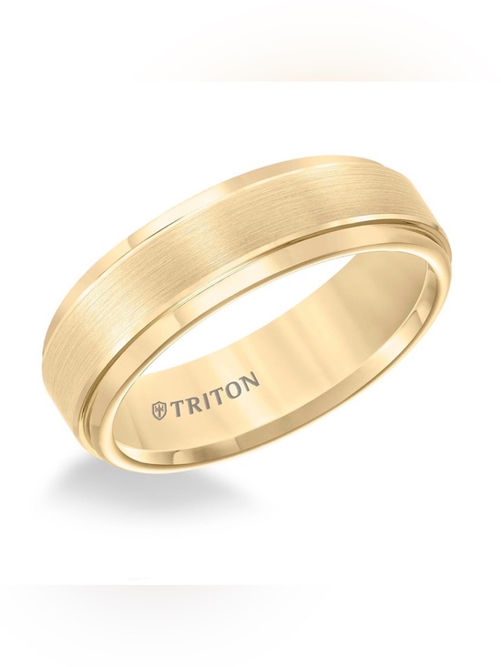 Triton Other - NWT [Triton] 6mm Tungsten Carbide Step Edge Comfort Wedding Band in Gold Mens 11
